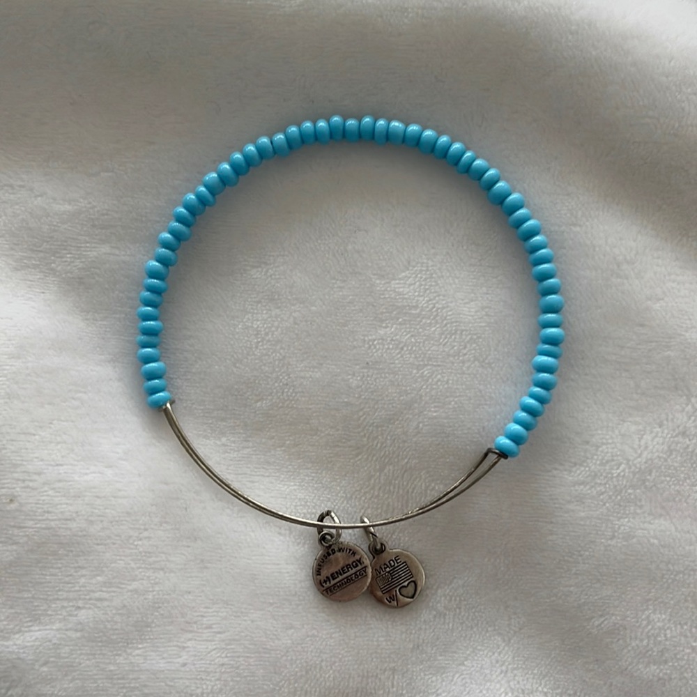 Alex and Ani blue beaded silver bracelet
